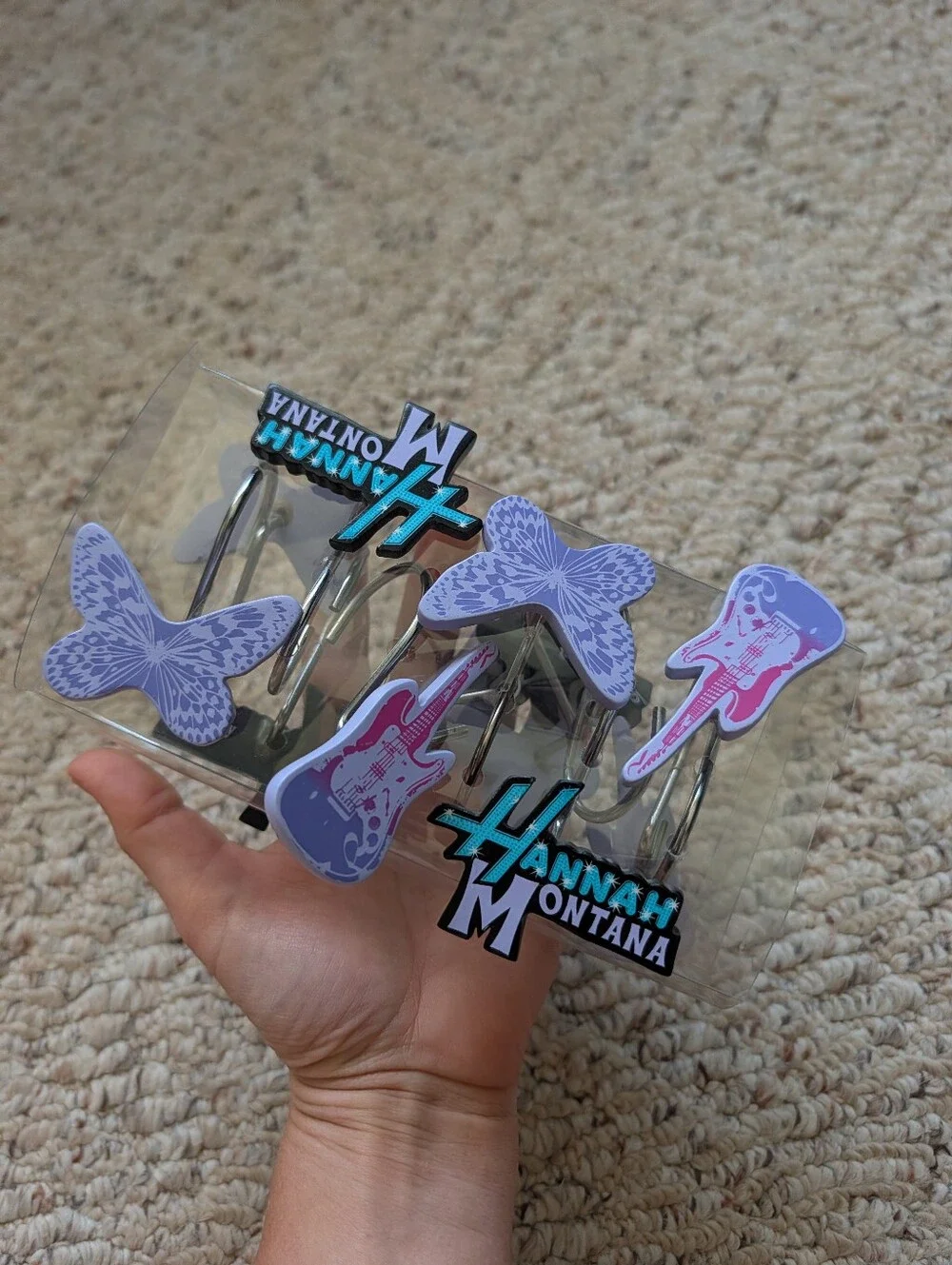 Vintage Y2K 2000s Disney Hannah Montana Shower Curtain Rings Butterfly Vtg